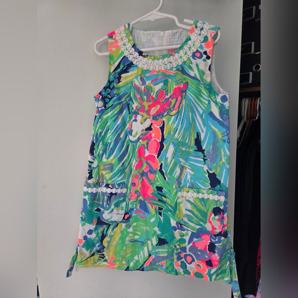 Lilly Pulitzer Multicolor Shift Dress with White Trim